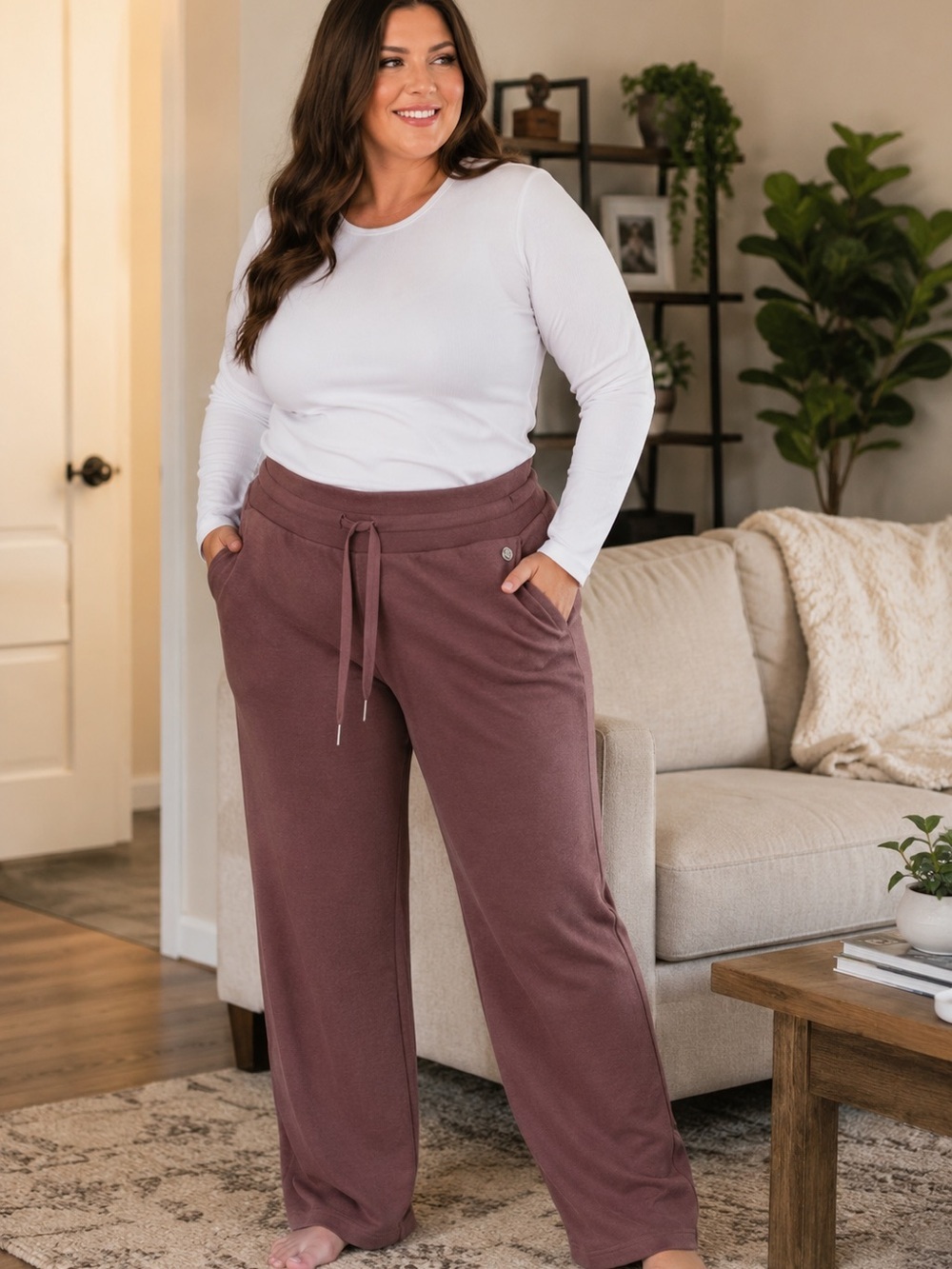 LIVI Lane Bryant 18/20 Mauve Wide Leg Lounge Pants Plus Size Athleisure